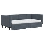 vidaXL Lit de jour avec gigogne et tiroirs gris foncé 90x190cm velours
