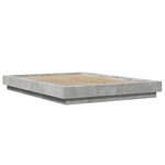 vidaXL Cadre de lit et lumières LED sans matelas gris béton 120x190cm