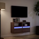 vidaXL Meubles TV muraux lumières LED 2 Pièces chêne marron 41x31x45 cm