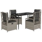vidaXL Ensemble à manger de jardin et coussins 5 Pièces gris clair rotin