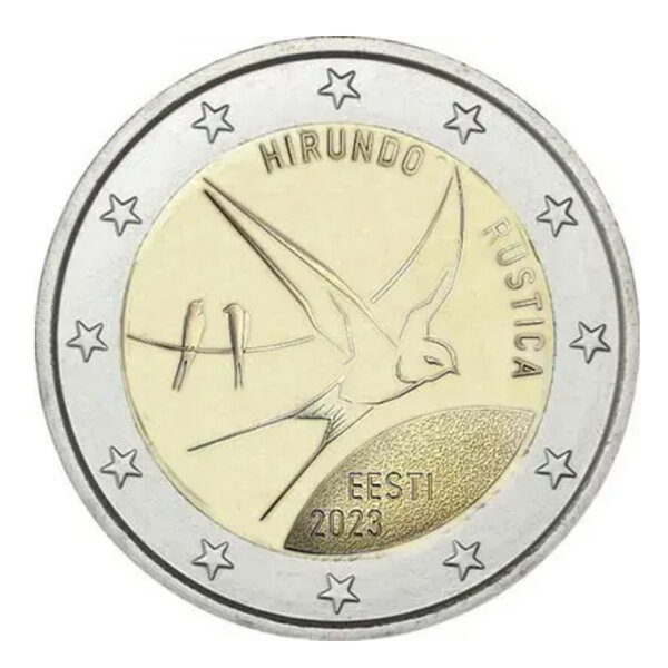 2 euros commémorative Estonie 2023 - Hirondelle rustique.