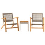 vidaXL Ensemble de bistro 3 Pièces beige résine tressée et bois d'acacia