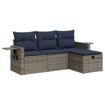 vidaXL Salon de jardin 4 Pièces avec coussins gris résine tressée