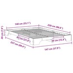 vidaXL Cadre de lit surélevé Marron 140 x 220 cm Bois massif en pin
