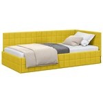 vidaXL Cadre de lit d'angle Jaune 90 cm x 200 cm Velours