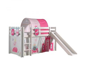 PINO Lit mezzanine avec toboggan  Blanc princess