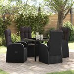 vidaXL Ensemble de salle à manger pour jardin 5 Pièces Noir polyrotin