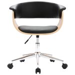 Chaise fauteuil siège pivotante de bureau informatique étude bois courbé et similicuir noir 02_0024156