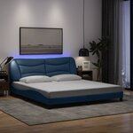vidaXL Cadre de lit avec LED sans matelas bleu 180x200 cm tissu