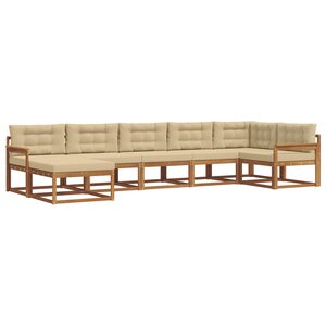 vidaXL Ensemble de canapés d'extérieur 7 pc Naturel et Beige