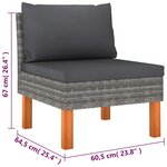 vidaXL Salon de jardin 6 Pièces avec coussins Résine tressée Gris