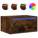 vidaXL Tables de chevet murales avec lumières LED 2 Pièces chêne fumé