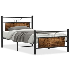 vidaXL Cadre de lit sans matelas chêne fumé 107x203 cm bois ingénierie