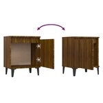 vidaXL Table de chevet avec pieds en métal chêne marron 40x30x50 cm