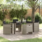 vidaXL Ensemble de salle à manger jardin 5 pièces avec coussins gris clair poly rattan