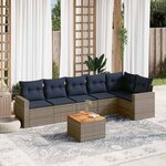 vidaXL Salon de jardin 7 Pièces avec coussins gris résine tressée