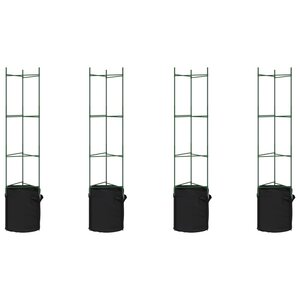vidaXL Cages à tomates avec sacs à plantes 4 Pièces 154 cm acier et PP