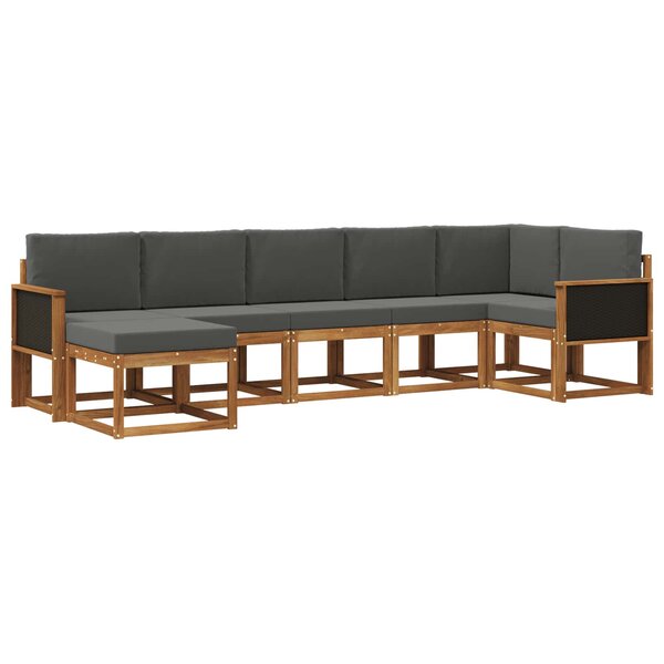 vidaXL Ensemble de canapés d'extérieur 7 pc Naturel et Anthracite