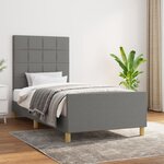 vidaXL Cadre de lit avec tête de lit Gris foncé 100x200 cm Tissu