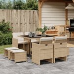 vidaXL Ensemble à manger de jardin et coussins 9 Pièces beige Poly rotin