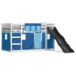 vidaXL Lit superposé sans matelas avec toboggan et rideaux 90x200 cm