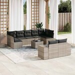 vidaXL Salon de jardin avec coussins 10 Pièces gris clair résine tressée
