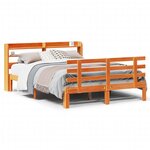 vidaXL Cadre de lit et tête de lit sans matelas cire marron 120x200 cm