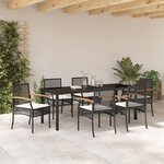 vidaXL Ensemble de salle à manger pour jardin 7 Pièces Noir Rotin