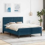 vidaXL Cadre de lit avec matelas Bleu 140 x 190 cm Velours