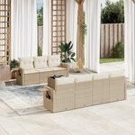 vidaXL Salon de jardin avec coussins 8 Pièces beige résine tressée