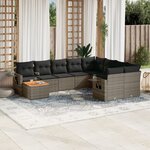 vidaXL Salon de jardin avec coussins 10 Pièces gris résine tressée