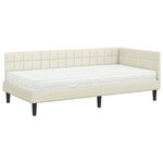 vidaXL Cadre de lit d'angle avec matelas 2 pc Crème 100 x 200 cm