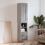 vidaXL Buffet haut Sonoma gris 34 5x34x180 cm Bois d'ingénierie
