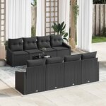 vidaXL Ensemble de canapé de jardin Manuel 7 Pièces Noir 55 x 55 x 37 cm