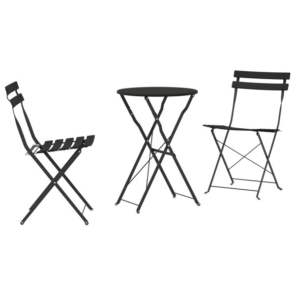 Ensemble de bistrot pliant 3 pièces en acier anthracite
