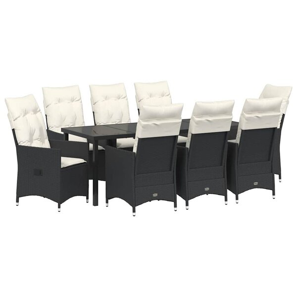 vidaXL Ensemble de salle à manger pour jardin 9 Pièces Noir polyrotin