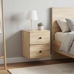 vidaXL Cabinet de chevet mural 2 pc Chêne Sonoma 34 5 x 33 x 40 cm