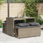 vidaXL Ensemble à manger de jardin 3 Pièces coussins gris résine tressée