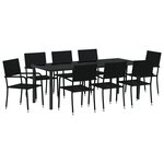 vidaXL Ensemble de salle à manger de jardin de 9 pièces en poly rattan noir