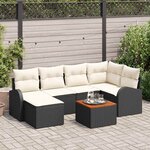 vidaXL Ensemble de canapé de jardin 7 Pièces Noir et blanc