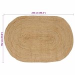 vidaXL Tapis de surface ovale Naturel 152 x 245 cm Jute