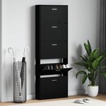 vidaXL Armoire à chaussures Noir 59x17x169 cm Bois d'ingénierie