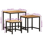 vidaXL Tables d'appoint gigognes 3 Pièces bois de manguier massif brut