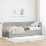 vidaXL Cadre de lit d'angle Gris clair 80 x 200 cm Velours