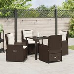 Ensemble de salle à manger de jardin vidaXL 5 pièces en rotin poly marron
