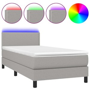 vidaXL Sommier à lattes de lit matelas LED Gris clair 100x200 cm Tissu