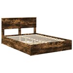 vidaXL Lit de Rangement Chêne fumé 140 x 190 cm Bois d'ingénierie