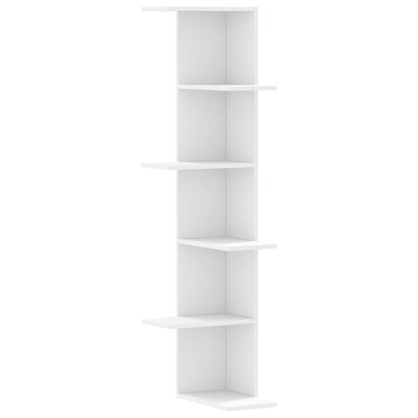 vidaXL Étagère d'angle murale blanc 36 5x36 5x140 cm bois d'ingénierie