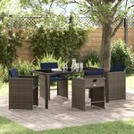 vidaXL Ensemble de salle à manger de jardin 5 pièces avec coussins en rotin poly gris