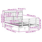 vidaXL Lit bibliothèque sans matelas cire marron 140x190 cm pin massif